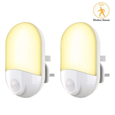 2 Pack LED Body Motion Sensing Bright Night Lighting US EU PLUG Auto Human Induction Sensor Lamp Lights