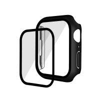 SmartPhonemall Electroplating Matte All-inclusive PC + Tempered Glass Watch Case For Apple Watch Series 8 / 7 41mm(Black Aluminum)