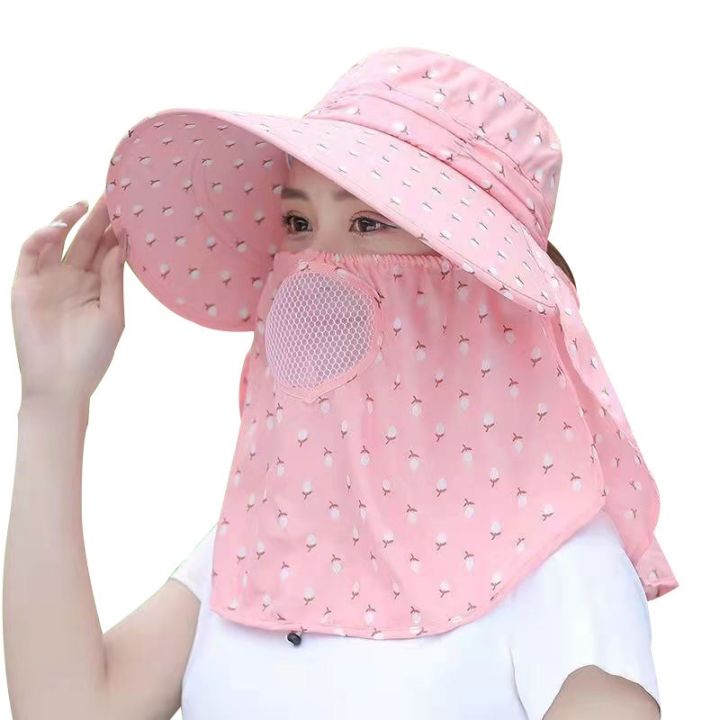 visor-hat-ladies-sun-protection-mask-veil-full-face-summer-neck-cool-big-brim