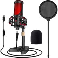 Telescopic support Usb Microphone With Headphone Jack Condenser Recording Wire Gaming Mic For Podcast Recording Studio Streaming Laptop Desktop Pc