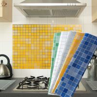 45x70cm Kitchen Mosaic Lattice Oil Proof Wallpaper / Bathroom Aluminum Foil Self-adhensive Wall Sticker / Waterproof DIY Foil Paper Art Wall Sticker / Kitchen Stove Cabinet Wall Sticker Home Decor