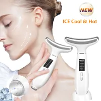 Ice And Hot Compress Neck Facial Massager LED Photon Skin Care EMS Face Lifting Firming Anti Wrinkle Whitening Eye Beauty Device