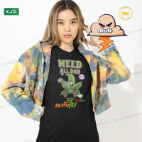 เสื้อสายเขียว Weed All Day-พลังใบหัวใจสีเขียว สีดำ แขนสั้น KJ01 ผ้า Cotton 100% นุ่มใส่สบาย สกรีนคมชัด  เสื้อแก๊งค์