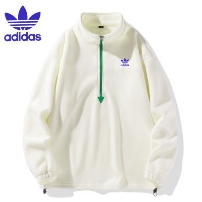 Adidas Clover ของแท้ 100% เสื้อแจ็กเก็ต เสื้อคาร์ดิแกน กันหนาว ผ้าฟลีซ แบบสวมหัว มีซิปครึ่งหนึ่ง สําหรับผู้ชาย และผู้หญิง 9113