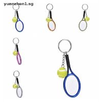 Fashion Metal Creative 3D Tennis Rackets Ball Key Chain Key Ring Gift Keychains .