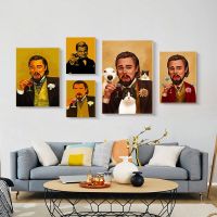 บทคัดย่อ Leonardo DiCaprio Meme รูปภาพโปสเตอร์พิมพ์ภาพวาดผ้าใบร้านกาแฟห้องนอน Wall Home Art Decoration