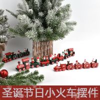 Christmas decorations wooden painted small train home desktop decoration window decoration Christmas cake childrens gifts