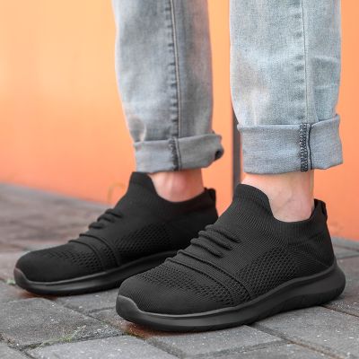ขายดีที่สุด ioztt2023 - /◐♘✽ Men Sneakers Slip-on Sport Shoes Outdoor Walking Footwear Knit Breathable Shoe Non-Slip Big Size 50