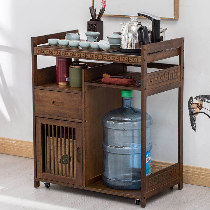 Mobile tea table, side small tea table, corners, solid wood