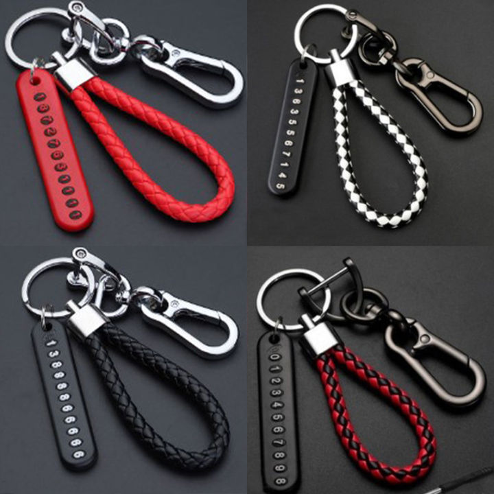 uni-hot-sale-mobile-phone-straps-anti-lost-phone-number-plate-car-keychain-pendant-keyring