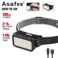 Asafee K351 300LM LED Headlight Press Switch IPX4 Waterproof 32Pcs White/Warm Light Beads 120° Roation USB Rechargeable Headlamp Outdoor Camping Ride Run