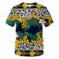 ❀❀ European and Kong style leaf cow T-shirt digital printing short-sleeved half-sleeved top clothes foreign trade