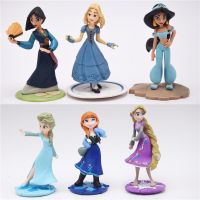 6Pcs/Set 8-10cm Disney Princess Frozen Elsa Anna Jasmine Rapunzel Mulan Cartoon PVC Action Figures Dolls Model Toys Gifts