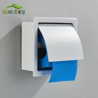 Hownifety White Toilet Paper Holders Stainless Steel Screws Wall Mount Bathroom Roll Paper Box Big Black Chrome Color Hold