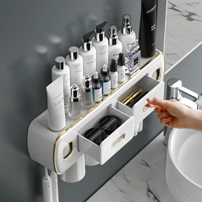 Bathroom Dispenser Magnetic Toothpaste Bathroom Organizer Storage Set Toothbrush Toothbrush Holder