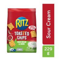 RITZ TOASTED CHIPS ริทซ์ โทสเต็ด ชิปส์ แครกเกอร์อบกรอบ อบอร่อยไม่ทอด รสซาวครีมและหัวหอม