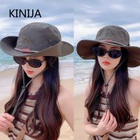 【CC】 Hat with String Men Beach for Outdoor Hiking Couple Bob Panama Riding Cap