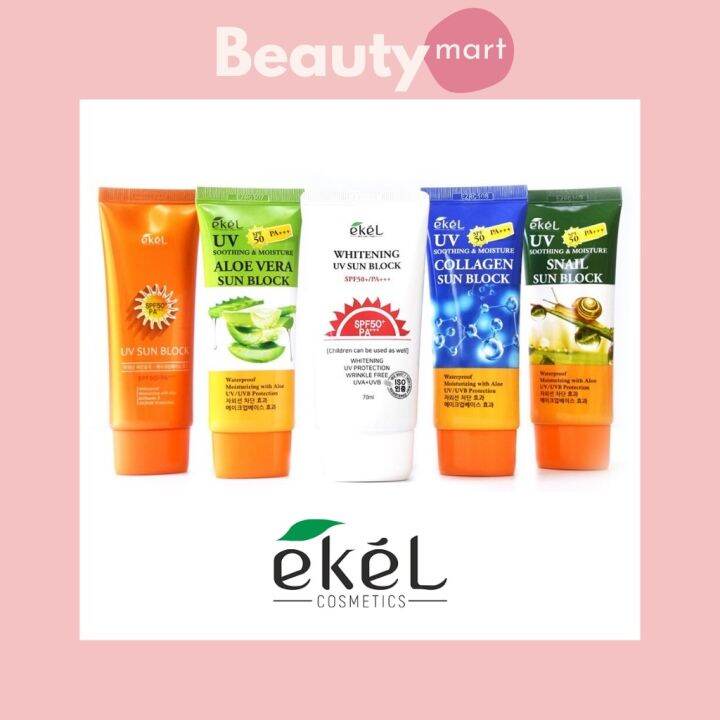 Korea Ekel Sunblock Whitening Collagen Aloe Vera Snail SPF 50 PA Soothe ...