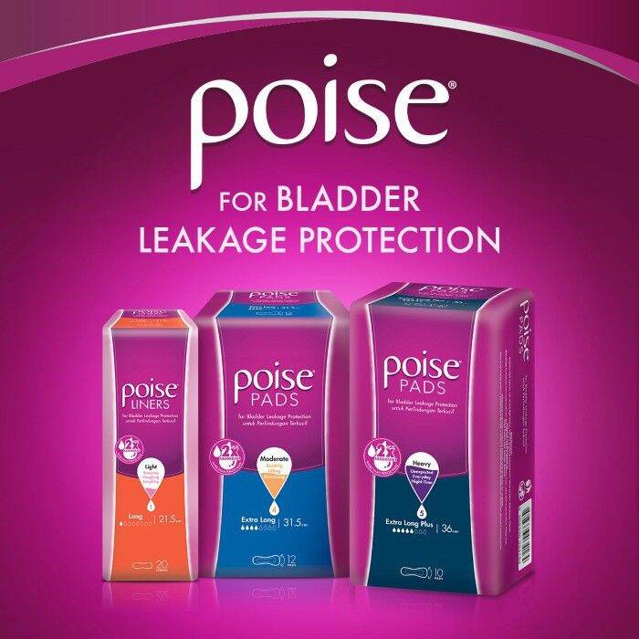 Poise Regular Liners For Light Urinary Leakage Protection Sanitary Napkin Pad (19cm x 24 Pcs