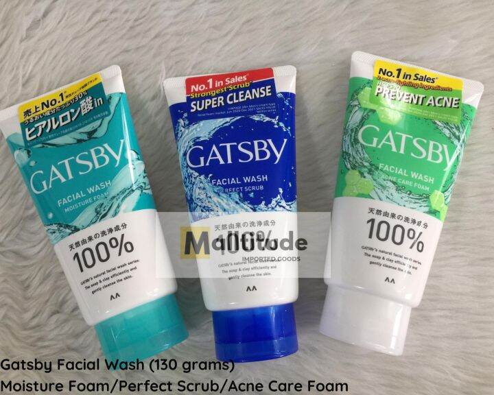 Gatsby Facial Wash 130g (Moisture Foam, Acne Care Foam, Perfect Scrub