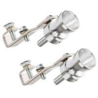 2PCS XL Size Car Tuning Turbine Whistle Exhaust Pipe Sounder Sounder Tail Silver