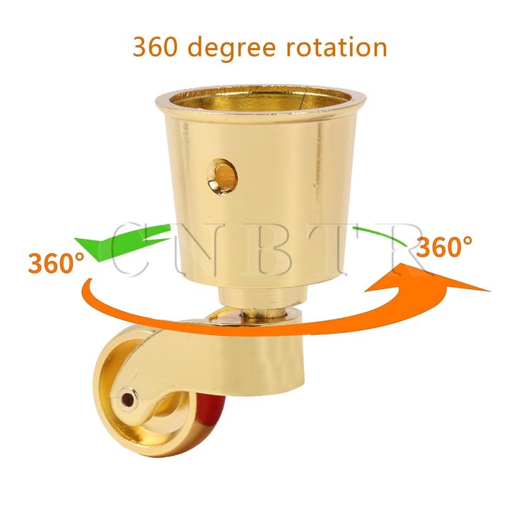 cnbtr-ล้อเฟอร์นิเจอร์โบราณ4ชิ้นสำหรับ28มม-ขาตู้แต่งตัวสีทอง