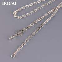 BOCAI สร้อยไม้กางเขนเงิน S925แท้วินเทจของไทยสำหรับผู้ชายและผู้หญิงเครื่องประดับแฟชั่นโซ่เข็มกลัดกุ้งก้ามกรามคลาสสิก twzhvj