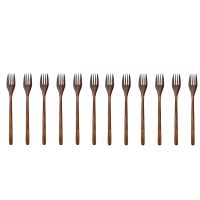 12 Pieces Wooden Forks Eco-Friendly Japanese Wood Salad Forks Household Kitchen Utensils for Kids Adult