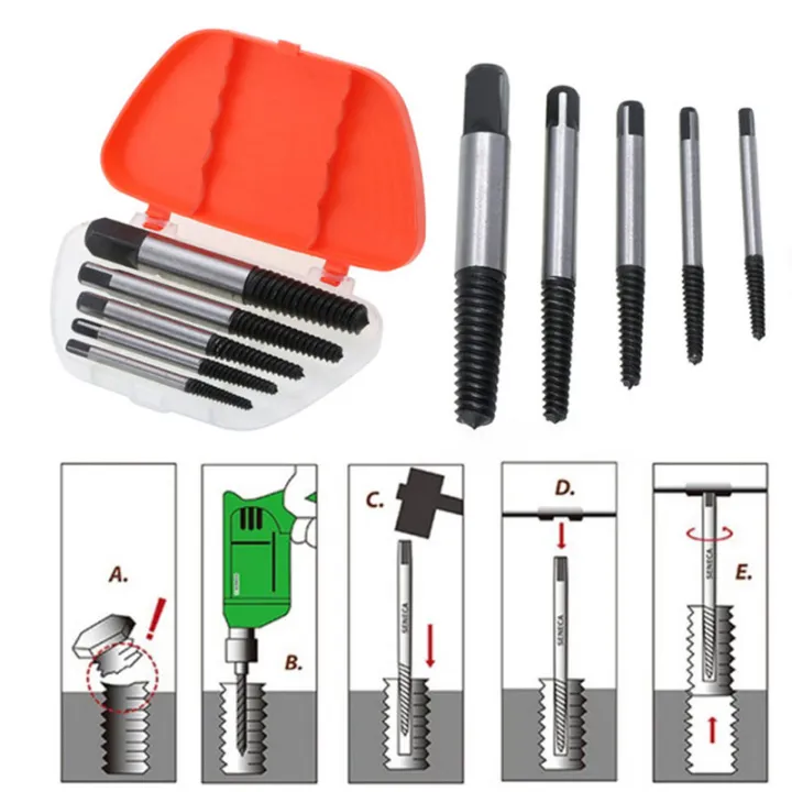 Screw Extractor Set Tool Detail Extracting Metal Silver Black The Nail ...