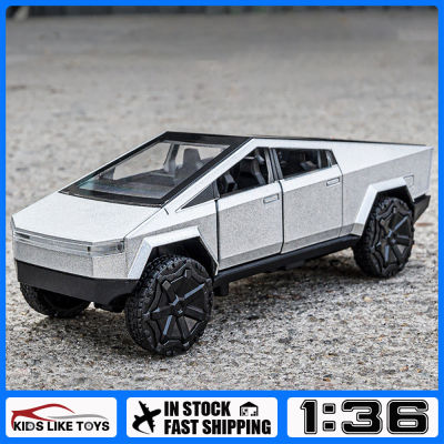 KLT 1:36 Tesla Cybertruck รถกระบะโลหะ Diecast ของเล่นอัลลอยโมเดลรถยนต์รถบรรทุกสำหรับยานพาหนะ Kids Toys งานอดิเรกคอลเลกชัน