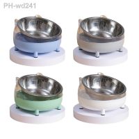 Elevated Cat Bowls Dogs Stainless Steel Tilted Raised Food Feeding Dish Cute Pet Feeder Bowl for Puppy Easy to Clean