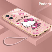 เคส OPPO Realme 9I A76 A96 A36 4G ชุบทองเรียบง่ายสุดหรูเคสโทรศัพท์ Hello Kitty กรอบซิลิโคนแบบนิ่ม