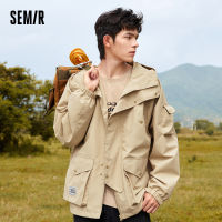 Semir แจ็คเก็ตผู้ชายหลวมด้านบน2022ใหม่หล่อตกปลาฤดูใบไม้ผลิและฤดูใบไม้ร่วงเย็นขับรถแจ็คเก็ตคลุมด้วยผ้าสำหรับผู้ชาย