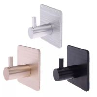 2 Pcs Aluminum Alloy Self Adhesive Wall Coat Rack Key Holder Rack Towel Hooks Clothes Rack Hanging Hooks Bathroom Accessories