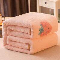 [High-end blanket] เครื่องปรับอากาศผ้าห่มขนห่านเดี่ยวแบบผ้าห่มกระชับรักษาความอบอุ่นคอรัลผ้า Essential ผ้าปูเตียงลินิน