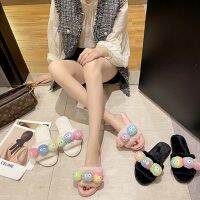 ┇✺ ✨READY STOCK✨Cartoon Cute Warm Furry Slippers Female 2023 New Style Big Eyes Casual Flat Fur Ball Comfortable Non-slip Thick-soled Cotton Shoes