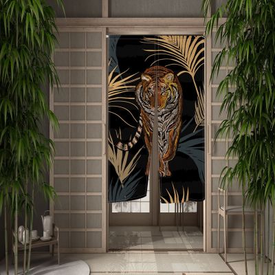 Fashion 2023 Tiger Animal Door Louver Window Wildlife Leaving Partition Wall Entrance Japanese Louver Decoration Room Hanging Half Curtain