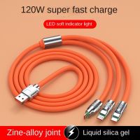 120W Cable One Tow Three Suitable for Android, Apple, Huawei Super Fast Charging With Light Three-In-One Data Cable