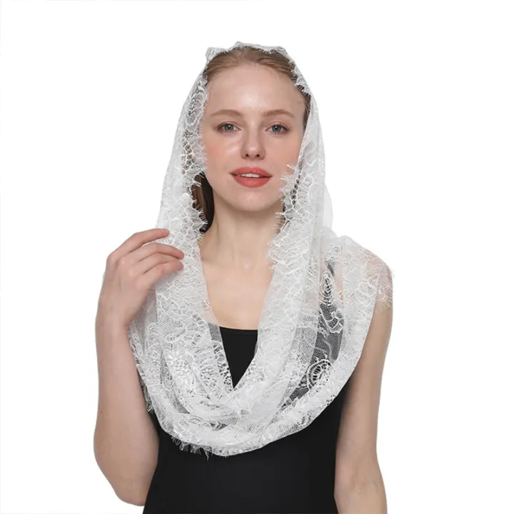 Spanish Style Lace Traditional Vintage Mantilla Veil Latin Mass Head ...