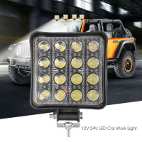 ไฟรถยนต์ Led 16ดวง,ไฟสปอตไลท์สำหรับทำงานกันน้ำ12V สแควร์48W รถ SUV รถ ATV รถแทรกเตอร์