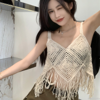 การออกแบบชั้นนําสไตล์เฉพาะรีสอร์ทเสื้อแขนกุดถักโครเชต์ simia wave suspender fringe ม้าฝันว่าวง่าย เสื้อกล้าม d0471