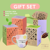 [ GIFT SET 4 Box + Glass 1 ] Cocoa + Thaitea + Glass  โกโก้ 2 กล่อง ชาไทย 2 กล่อง แก้ว 1 ใบ