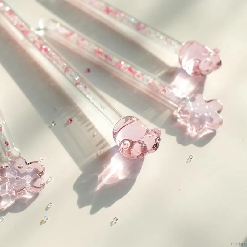 Glass Sakura Stiring Stick Pink Cat Claw Heat-Resistant Coffee Stirring Rod  