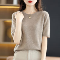 【YY】Spring And Autumn Round Neck Korean Fashion Short Sleeve Womens Knitted Sweater Loose Half Sleeve Summer Thin Pullover T-shirt