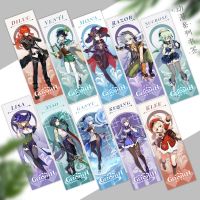 10 Pcs/Set Game Genshin Impact Bookmark Diluc Venti Klee DIY Cartoon Book Marks Holder Cosplay Gift Stationery