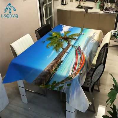 Rural Landscape Rectangular Tablecloths Table Cloth Cover Wedding Table Decoration Waterproof Polyester Outdoor Picnic Mat