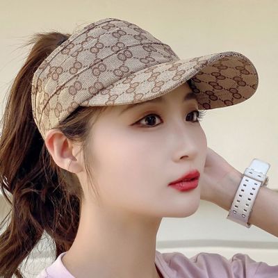 CHUI746 ลำลอง กลางแจ้ง สีทึบ แฟชั่น หมวกเบสบอล ง่าย หมวกสไตล์เกาหลี หมวกเปล่า หมวกกันแดด Visors ผู้หญิง