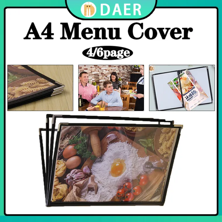 A4 Transparent PVC Binder Menu Cover Cook Book 4/6 Pages Menu Paper