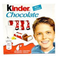 ⚡สินค้าขายดี⚡  Kinder Chocolate คินเดอร์ ช็อกโกแลตนมสอดไส้ครีมนม 1 แพ็คบรรจุ 4 แท่ง KM16.7779!!ลดกระหน่ำ!!