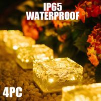 ✔▫₪ 4PC Solar Led Ice Cube Brick Lights Waterproof Outdoor Brick Decoration in Garden LED Solar Brick Light Lawn Garden Decoration